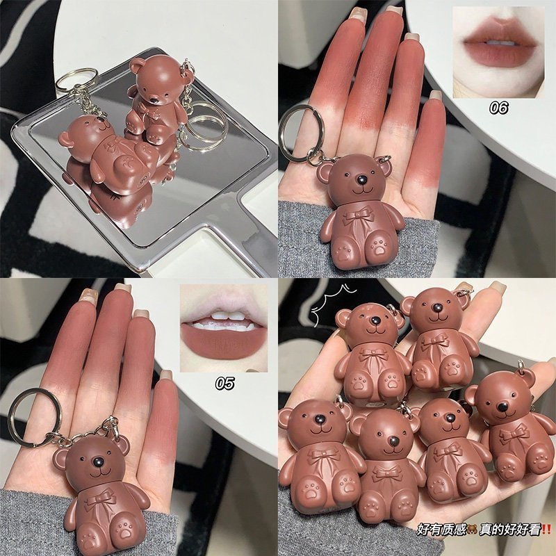 Son Môi MAGIC CASA Bền Màu Thiết Kế Móc Khóa Hình Gấu Nâu Xinh Xắn