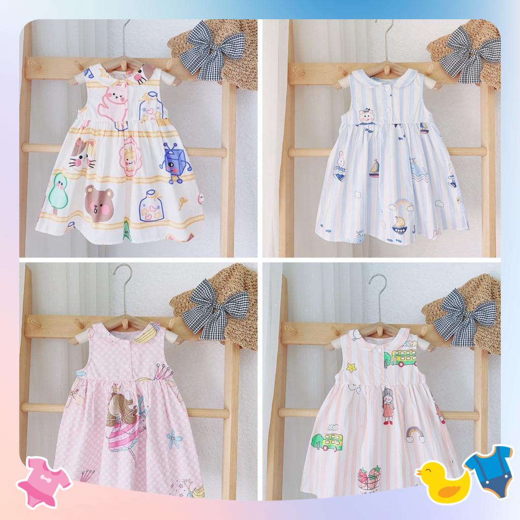 8-20kg Váy cổ sen sát nách cho bé gái họa tiết hoạt hình siêu xinh Mozikids mẫu mới 2023