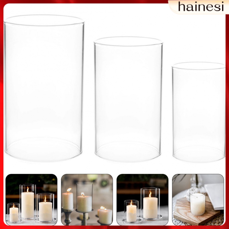 Bộ 3 Giá Đỡ Nến Bằng Thủy Tinh Dùng Trang Trí Nhà Cửa