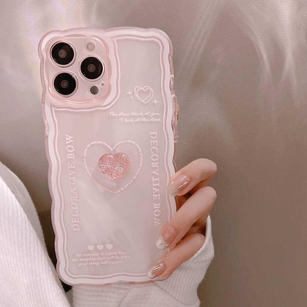 Ốp Điện Thoại TPU Mềm Chống Sốc Khung Gợn Sóng In Chữ Trái Tim 3D Cho IPhone 14 Pro Max 13 12 11 Pro Max XS XR 7 8 Plus