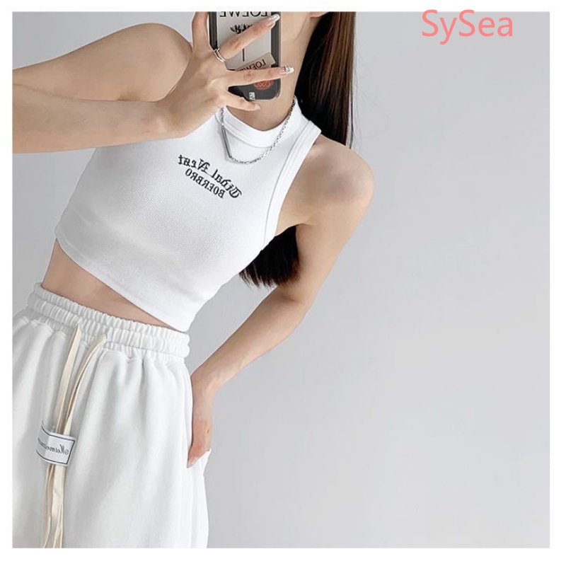 Áo Croptop Sát Nách Form Ôm Thêu Chữ Thời Trang Mùa Hè Cho Nữ