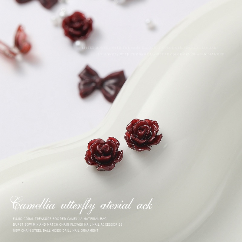 Hạt Đá Pha Lê Hình Bướm / Hoa Trà / Hoa Hồng / Đen / Đỏ Trang Trí Móng Nghệ Thuậ