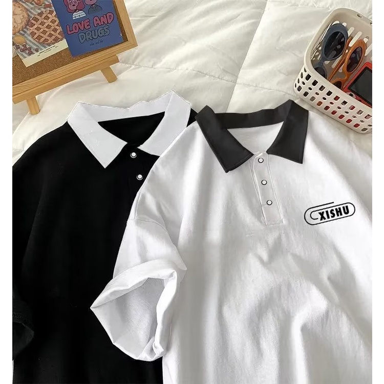 Áo Thun polo Tay Ngắn Phong Cách Đường Phố Hong Kong Thời Trang Mùa Hè Cho Nam Và Nữ