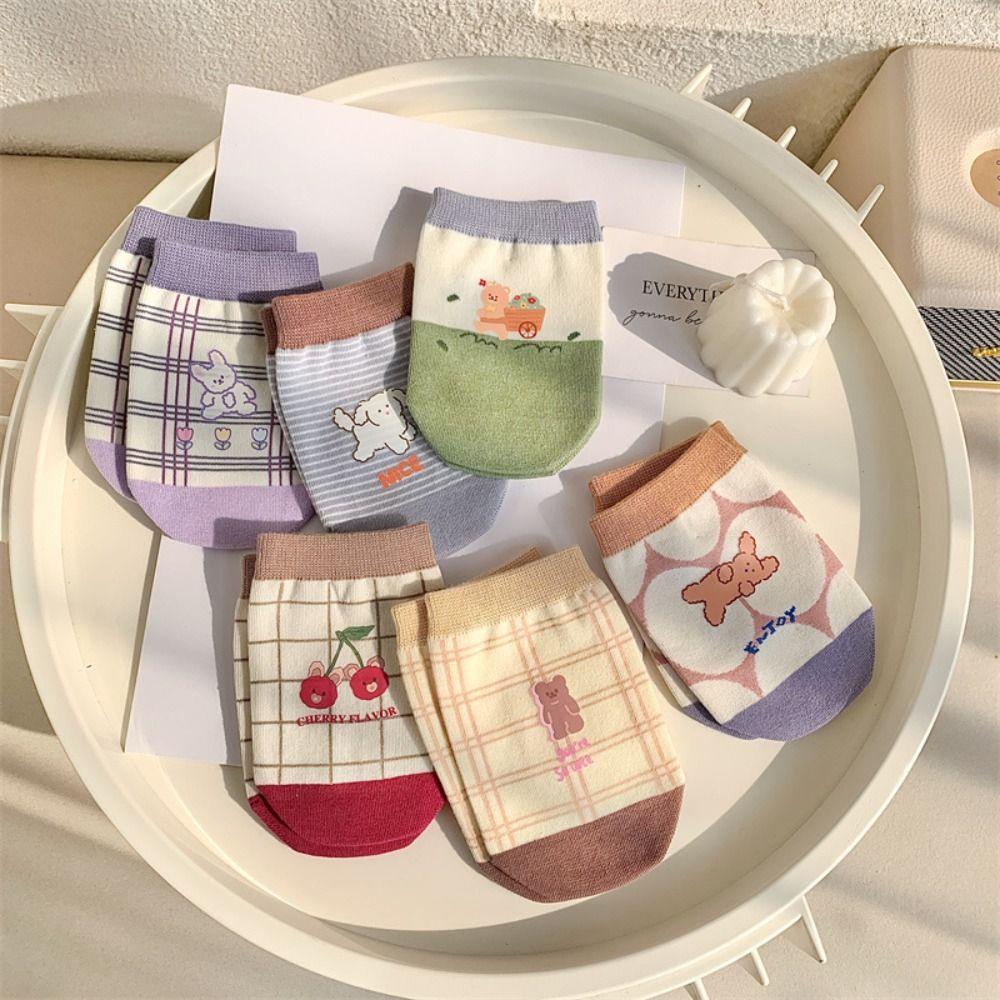 AROMA Đôi Vớ Bằng Vải Cotton Mềm Thoáng Khí Không Trơn Họa Tiết Kẻ Sọc Thời Trang Dễ Thương Dành Cho Nữ