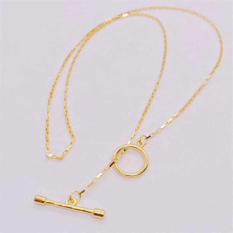 Vòng cổ Mạ Vàng 18k S925 Mặt Hình Chữ Nhật 1.5mm Thời Trang Cho Nữ