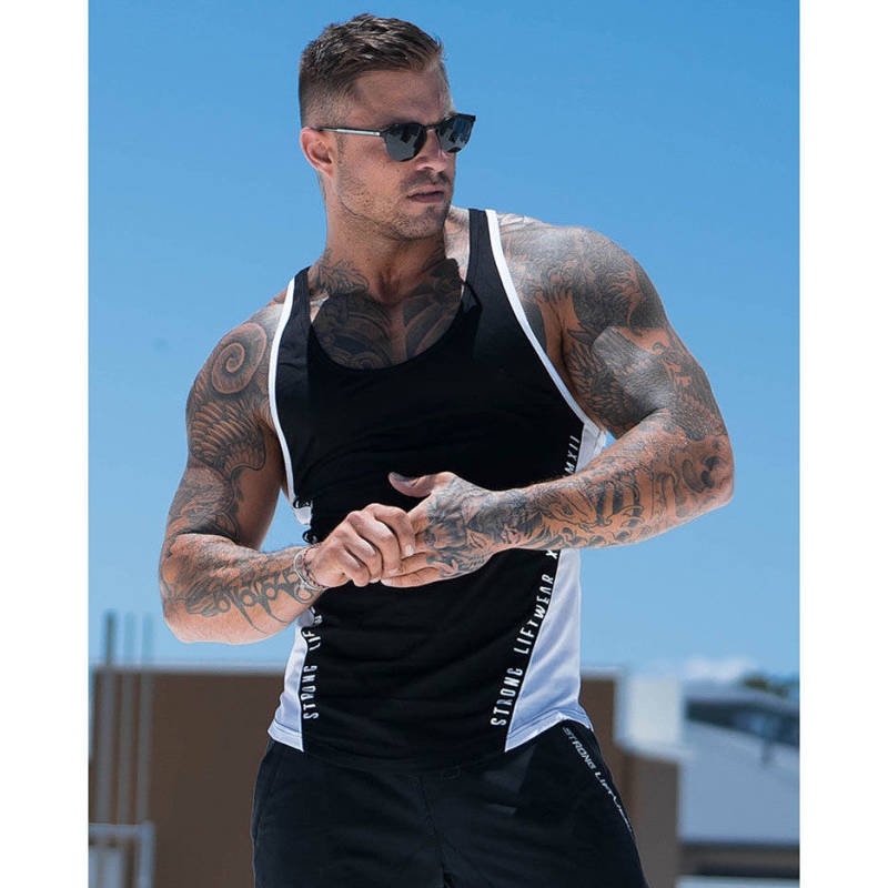 Fitness Vest Men's Muscle Brothers Sports Quick-Drying Breathable Running Tight Sleeveless Loose Training Fat Reducing Clothes yUMm
