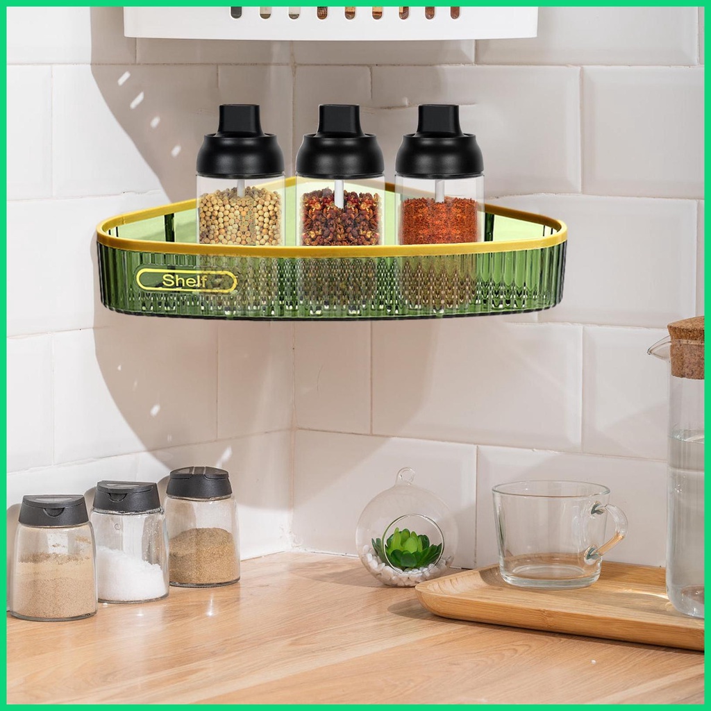 Kệ Đựng Đồ Dùng Gắn Góc Tường Nhà Tắm Tự Dính Tiện Dụng