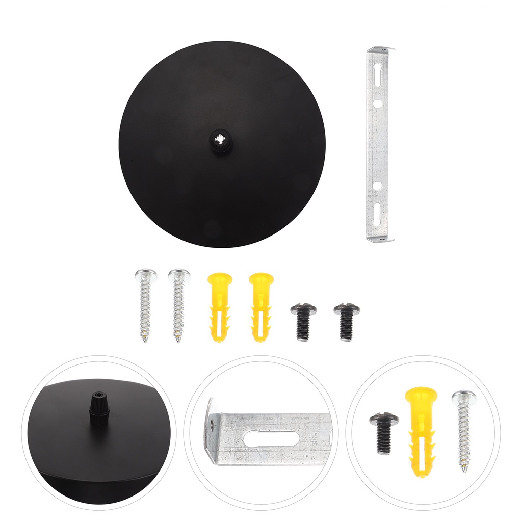 Chụp Đèn Treo Trần Nhà Hình Tròn Màu Đen Bằng Thép Màu Vàng