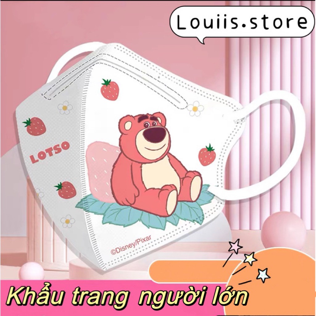 Khẩu trang 3D in hình gấu dâu dễ thương người lớn Louiis.store