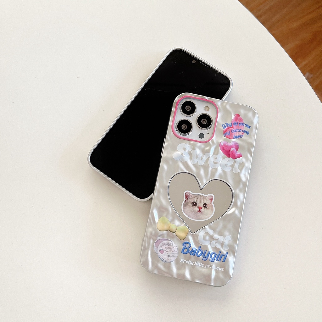 Ốp Điện Thoại Mặt Nhám Chống Sốc Kèm Gương Hình Trái Tim / Bướm / Chó Mèo Cho Apple IPhone 14 13 12 11 Pro Max