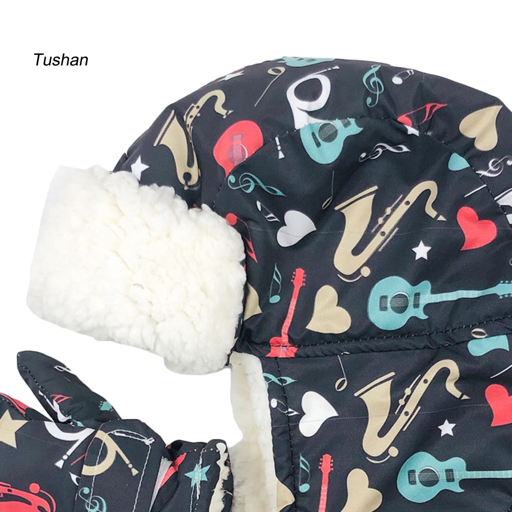 1 Bộ Mũ Và Găng Tay Giữ Ấm Tai Họa Tiết Rằn Ri Thời Trang Thu Đông