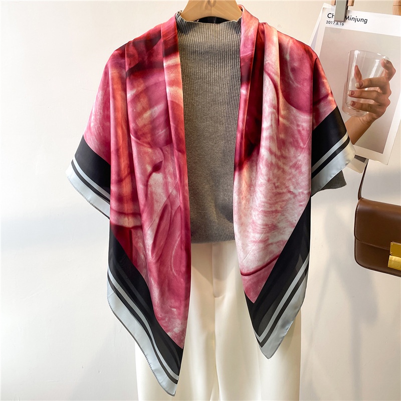 Khăn Quàng Cổ Chống Nắng Mùa Hè Bằng Lụa Satin Cỡ Lớn 110cm Xoay Được Nhiều Màu Sắc