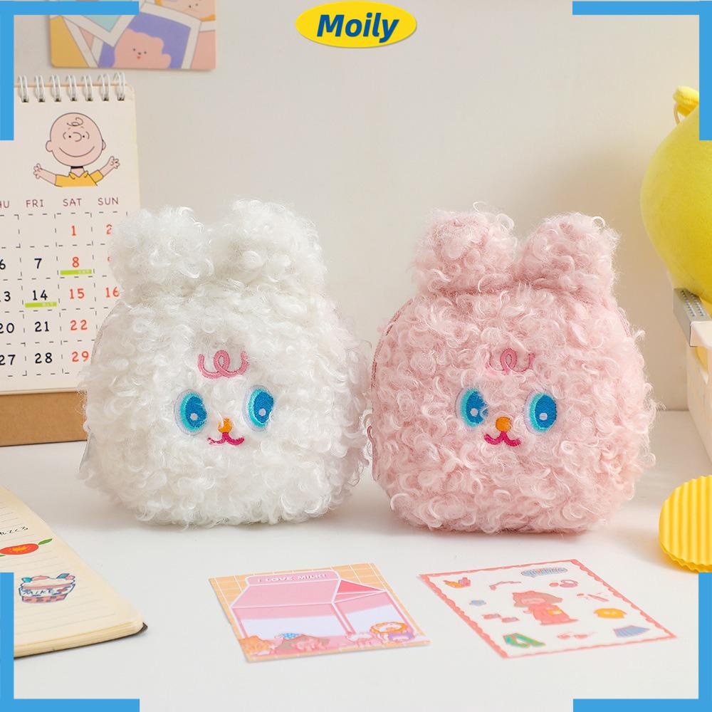 MOILYVN Túi Đựng Đồ Trang Điểm Hình Bán Nguyệt Họa Tiết Thỏ Hoạt Hình