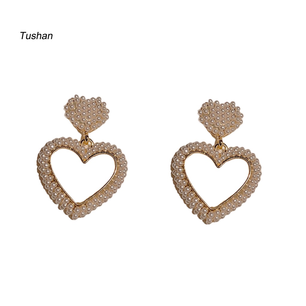 1 Đôi Bông Tai Hình Đám Mây / Trái Tim Đính Đá / Ngọc Trai Giả Thời Trang Dành Cho Nữ