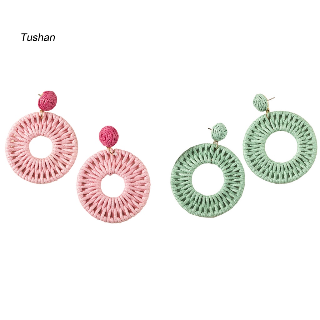 1 Đôi Bông Tai Tròn Màu Sắc Tươi Sáng Thời Trang Đi Biển Cho Nữ