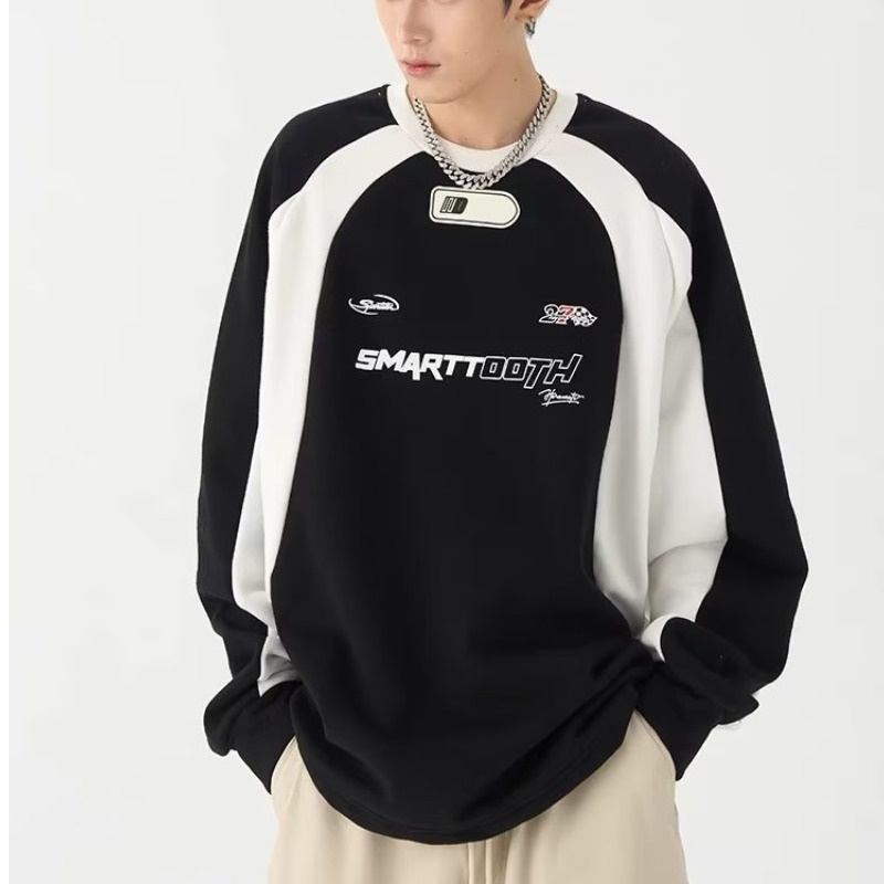 Yazhiniao Áo sweater Tay Dài Cổ Tròn In Hình Phong Cách Hàn Quốc Thời Trang Thường Ngày Cho Nam Sinh