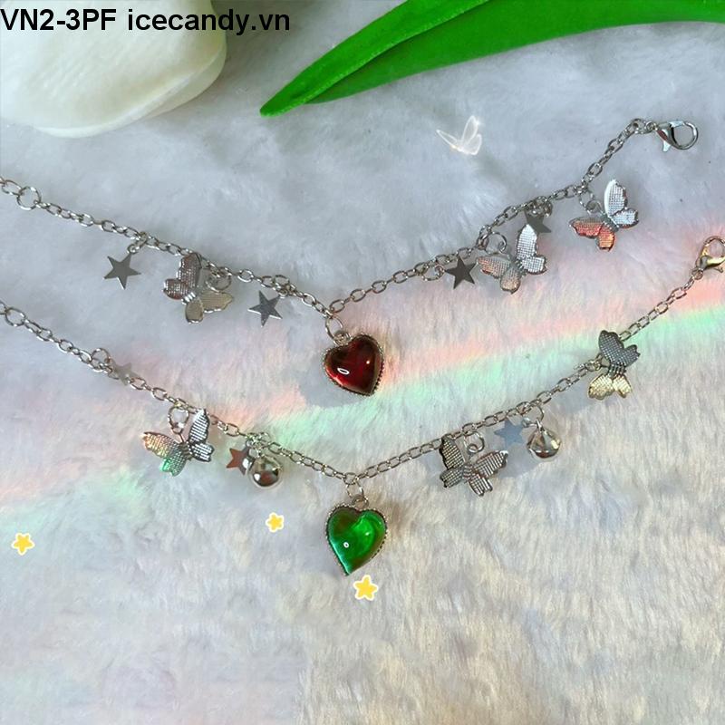 🥟ice🥟Vòng Tay Trái Tim Bướm Chuông Đổi Màu Nữ Sinh Cặp Đôi Vòng Tay Tinh Tế