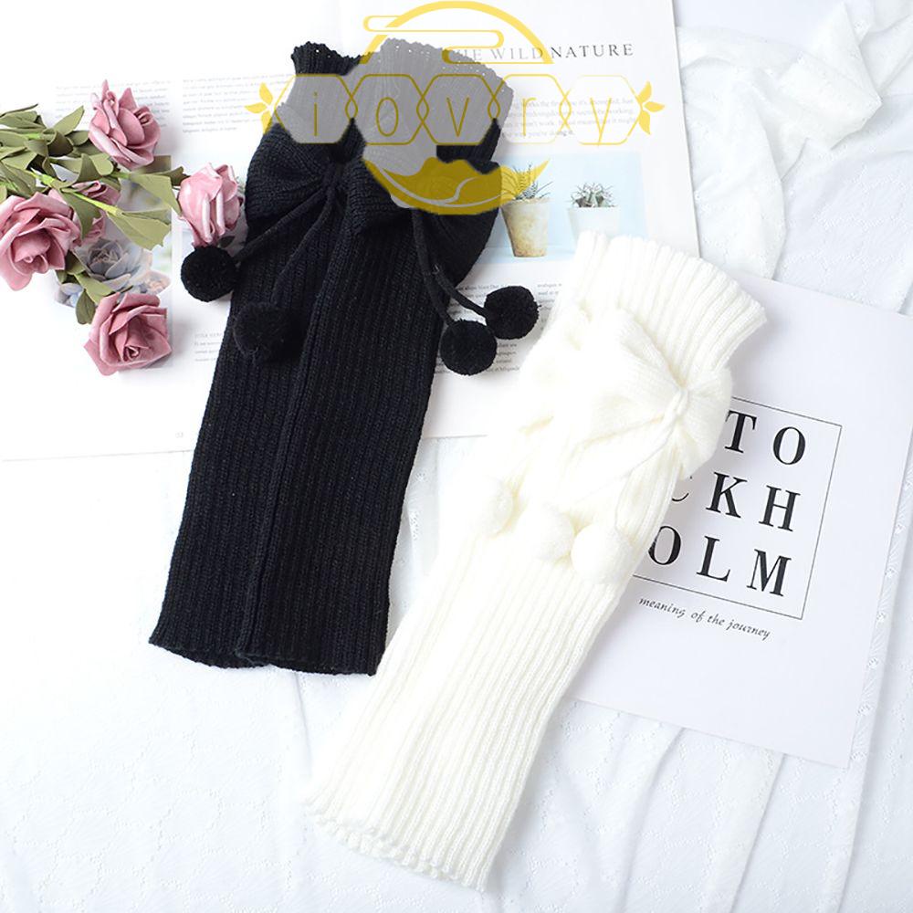 Vỏ Len Dệt Kim Giữ Ấm Chân Màu Trơn Đính Nơ Màu Sắc Ngọt Ngào Thoải Mái Cho Nữ