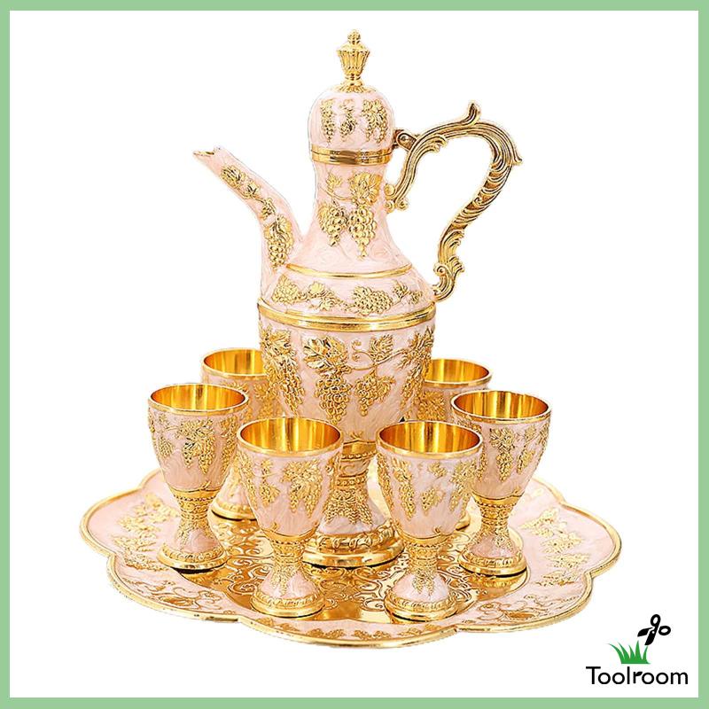 Bộ Ấm Trà Phong Cách Châu Âu Cổ Điển Sang Trọng Kèm Khay Đựng Dành Cho Tiệc Cưới