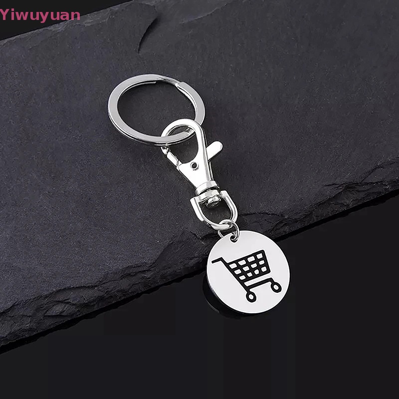 Móc Khóa Hình Logo Xe Đẩy Mua Sắm Bằng Thép Không Gỉ Màu Đen Mới