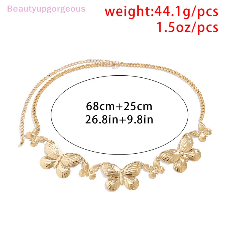 [Beautyupgorgeous] Dây Xích Đeo Hông Bằng Kim Loại Hình Bướm Lớn Phong Cách Punk Đơn Giản Cho Nữ