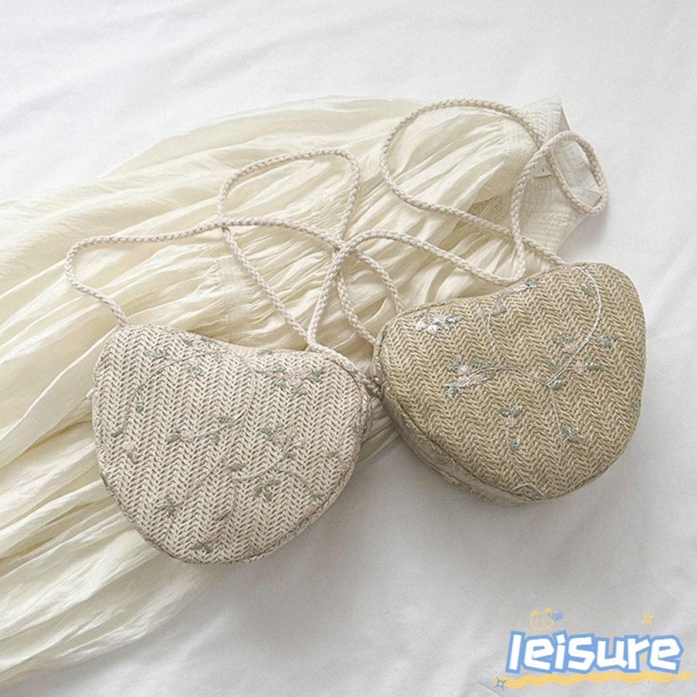 Túi Xách Cói Hình Trái Tim Thời Trang Mùa Hè Dành Cho Nữ