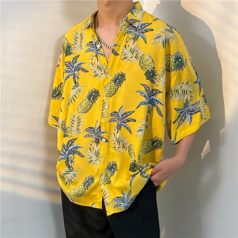 Áo Sơ Mi Tay Ngắn Dáng Rộng Phong Cách Đường Phố Nhật Bản Thời Trang Mùa Hè Cho Nam