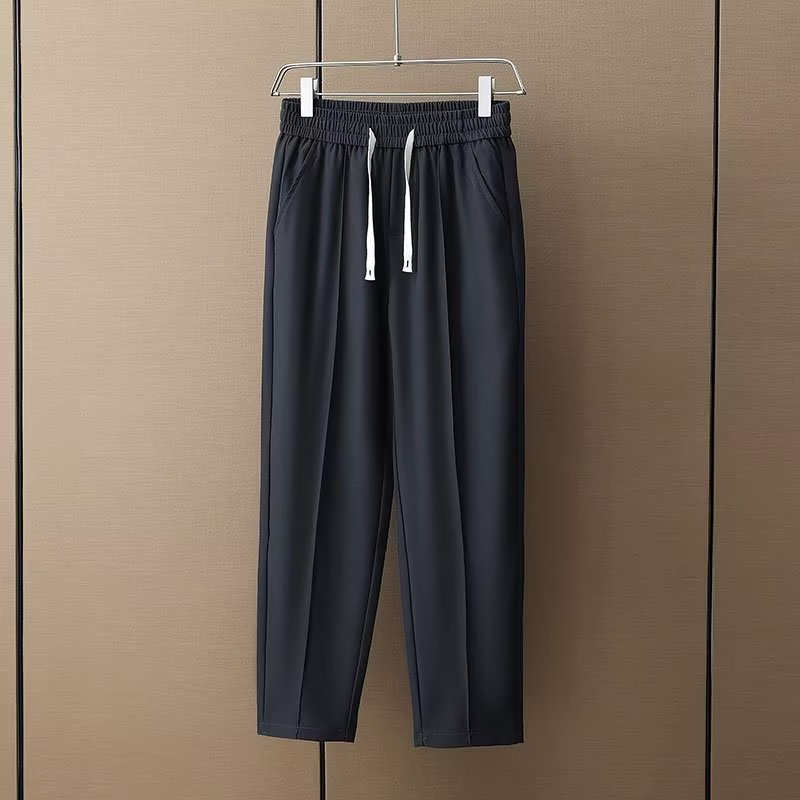 Quần Dài Lưng Thun Dáng Rộng Màu Đen Thời Trang Mùa Hè Cao Cấp Cho Nam