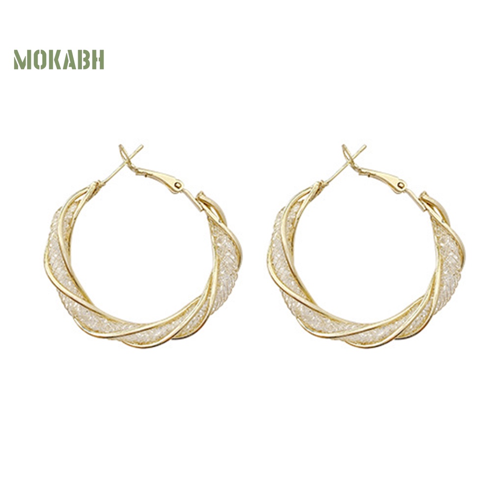 1 Đôi Bông Tai Tròn Xoắn Bằng Kim Loại Thời Trang Dành Cho Nữ