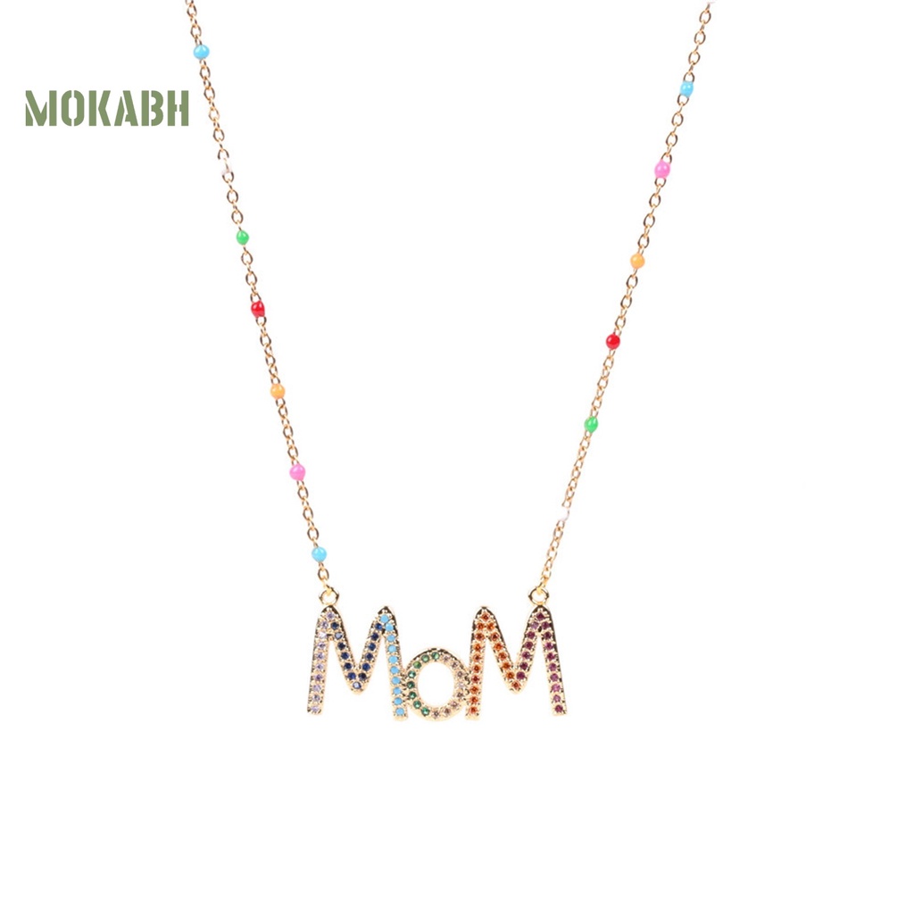 Vòng cổ Mặt Chữ MOM Đính Đá Zircon Lấp Lánh Thời Trang Cho Nữ