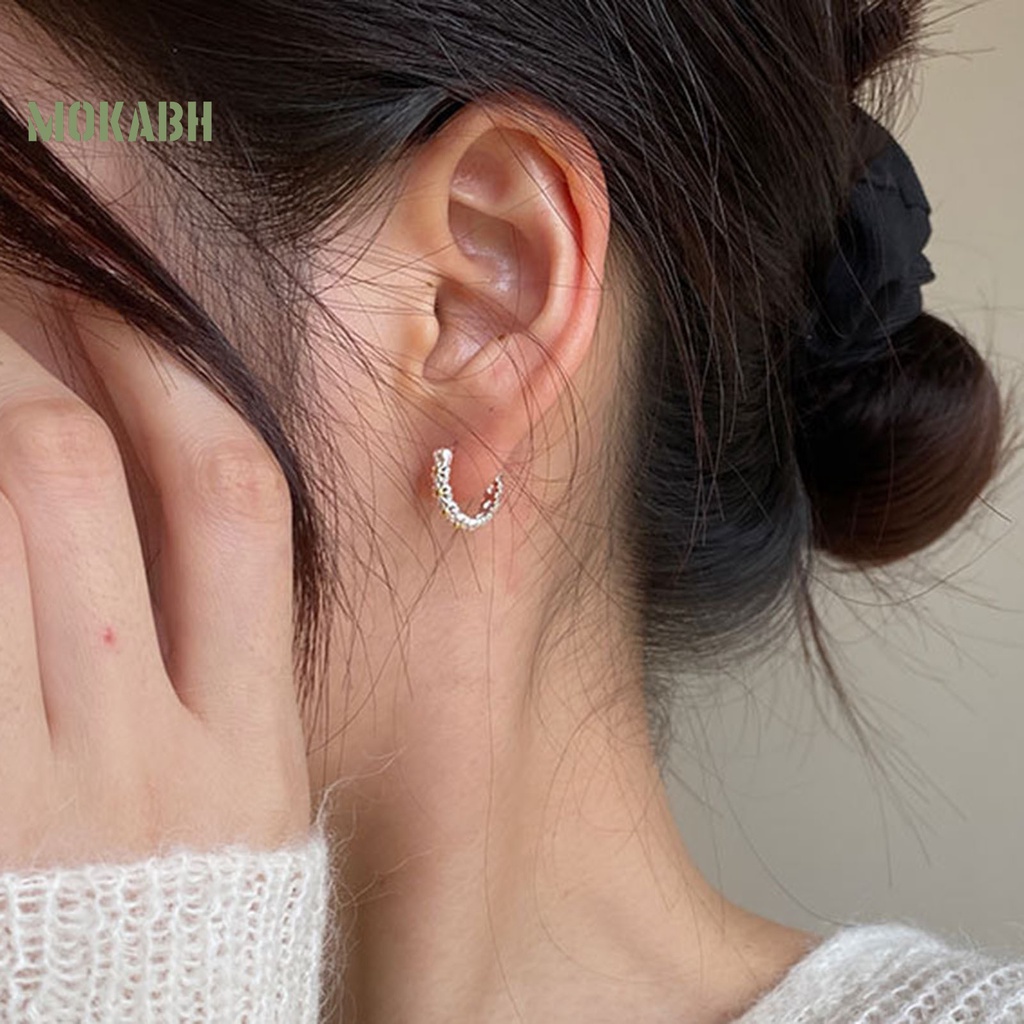 1 Đôi Bông Tai Tròn Họa Tiết Hoa Lấp Lánh Thời Trang Cho Nữ