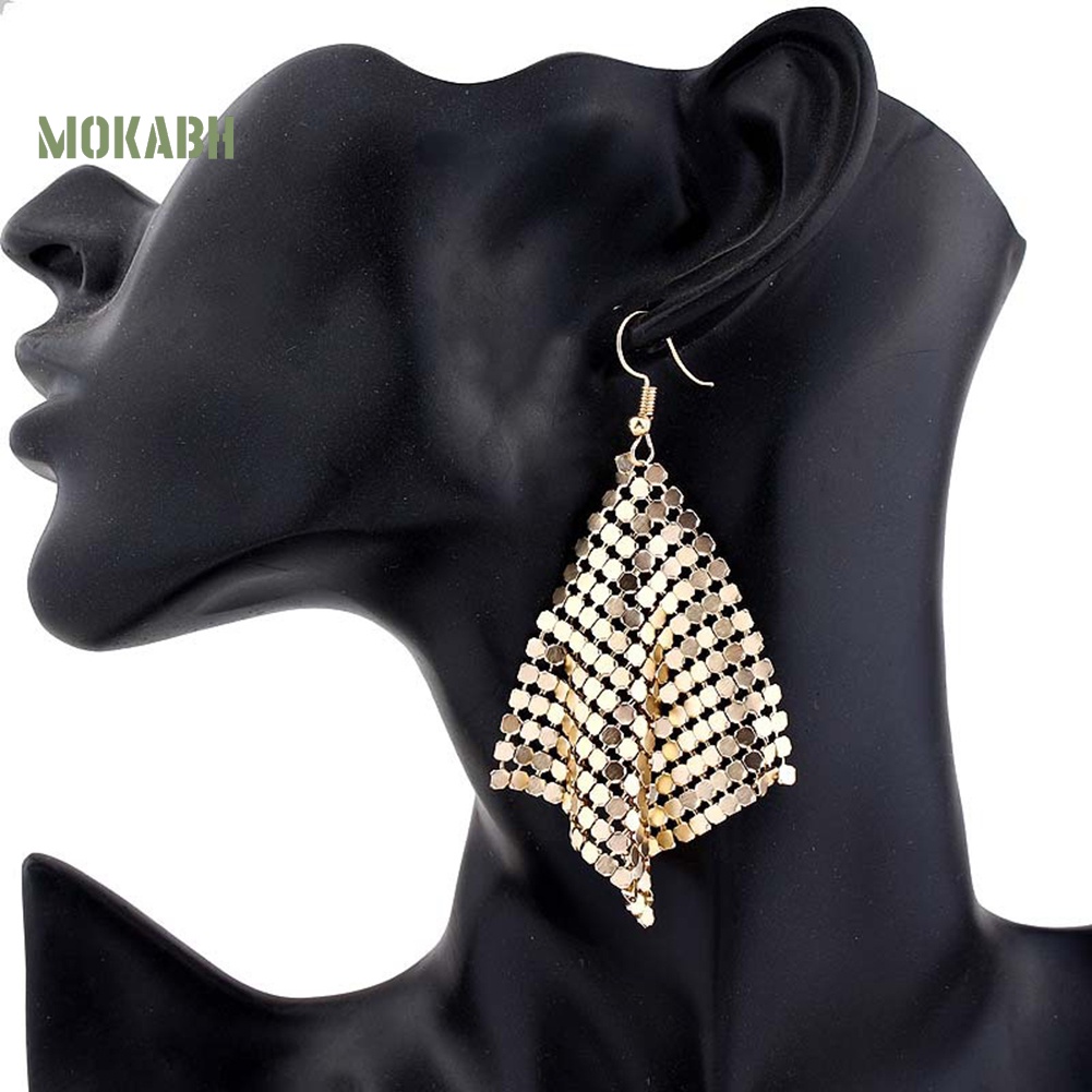 Bông Tai Dạng Móc Hình Lưới Đính Kim Sa Lấp Lánh Thời Trang Dự Tiệc Cho Nữ