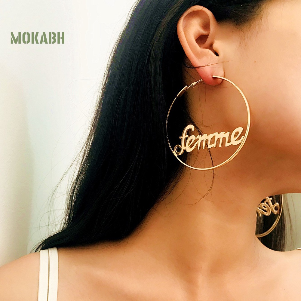 Bông Tai Tròn Khắc Chữ Baby Thời Trang Dành Cho Nữ