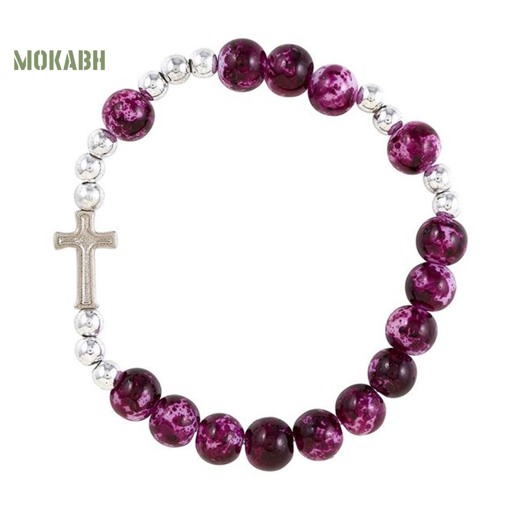 Vòng Tay Chuỗi Hạt Màu Tím / Bạc Co Giãn Thời Trang Cho Nữ