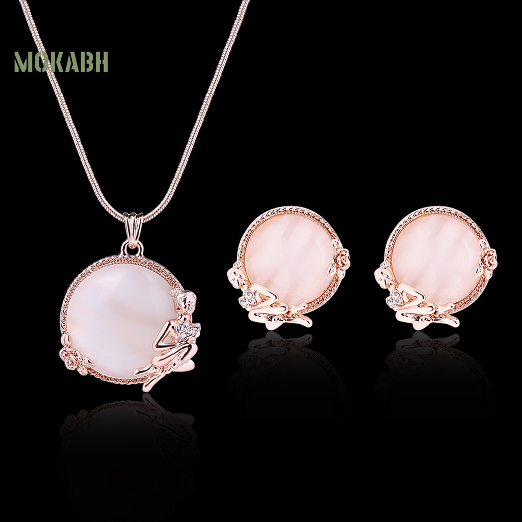 1 Set Vòng cổ Và Bông Tai Đính Đá Thời Trang Nữ Tính