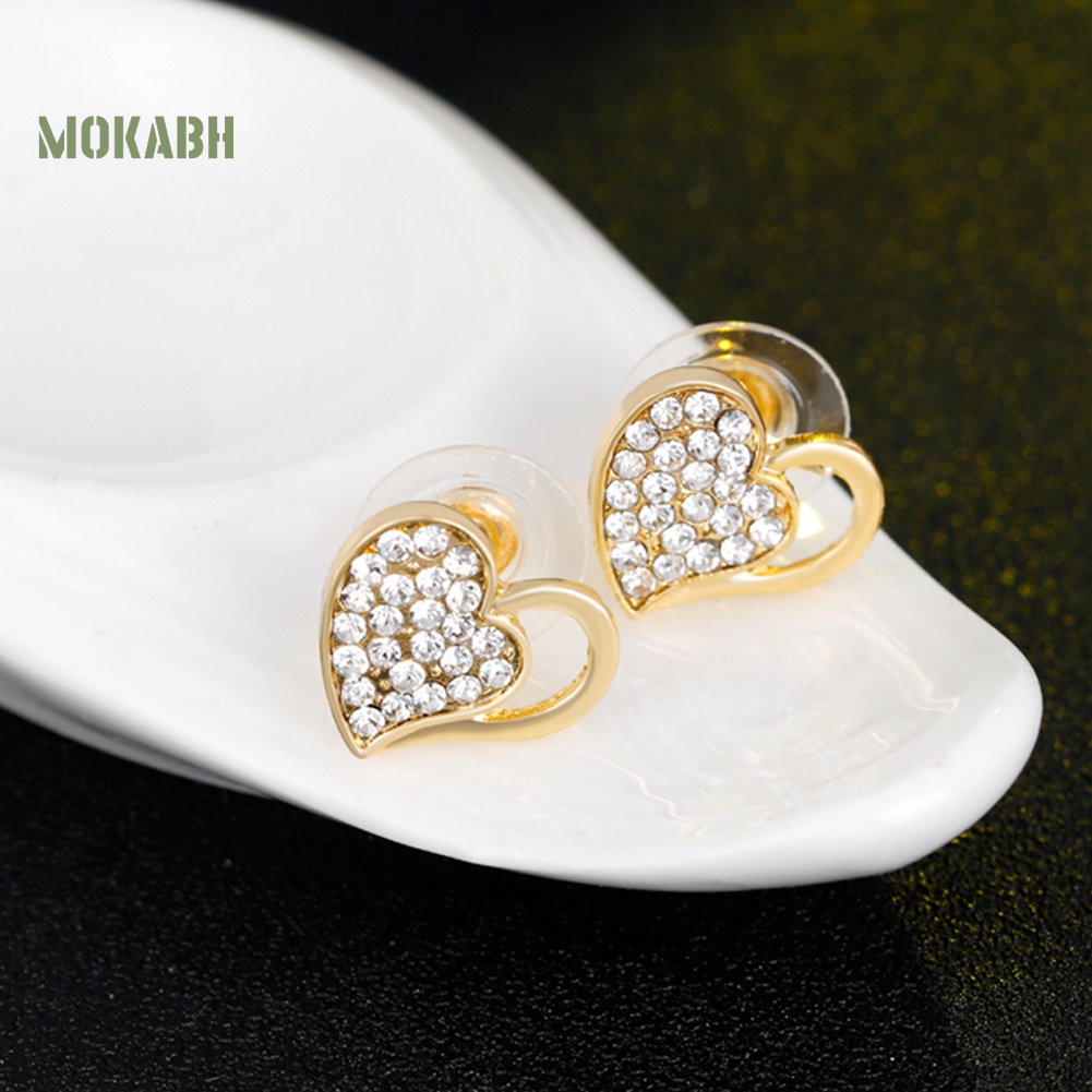 Bộ Trang Sức Mặt Trái Tim Đính Đá Nhân Tạo Thời Trang