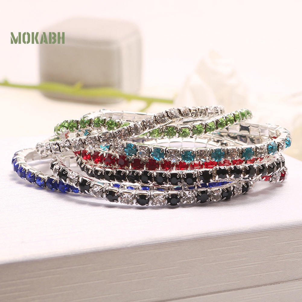 Vòng Tay Một Hàng Dát Đá Co Giãn Sang Trọng Cho Nữ