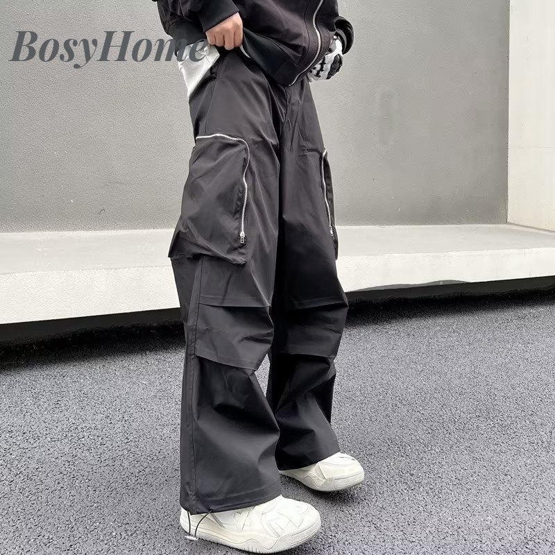 Quần Thể Thao Ống Rộng Có Túi Lớn Và Khóa Kéo Phong Cách hip hop Đường Phố Cho Nam Và Nữ
