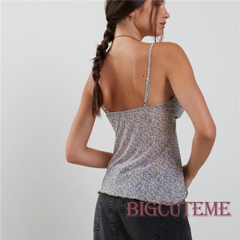 Áo Hai Dây Cổ Chữ V Họa Tiết Hoa Thời Trang Mùa Hè Cho Nữ