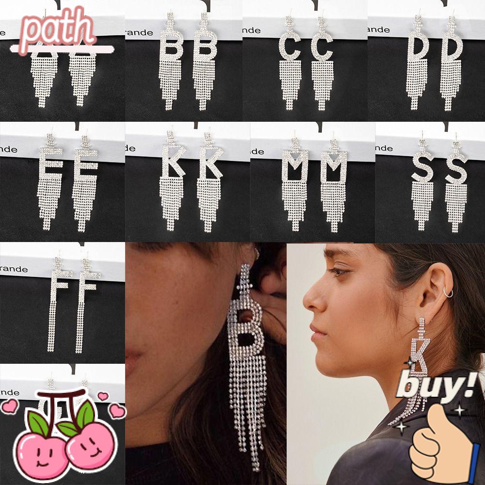 PATH Bông Tai Chữ Đính Đá Thời Trang