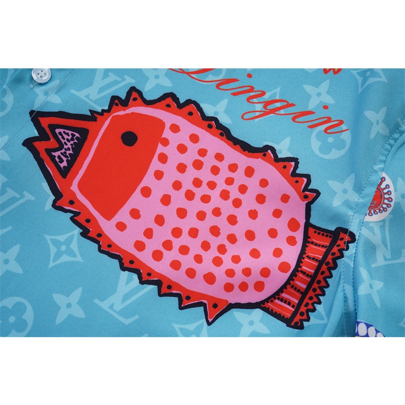 Áo Sơ Mi Ngắn Tay In Họa Tiết Thế Giới Dưới Nước Thời Trang Đường Phố Cổ Điển