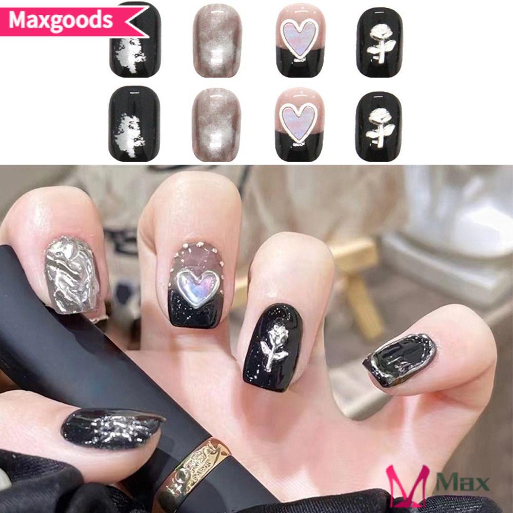 Bộ 24 Móng Tay Giả Dáng Dài Bằng Kim Loại Có Thể Tháo Rời