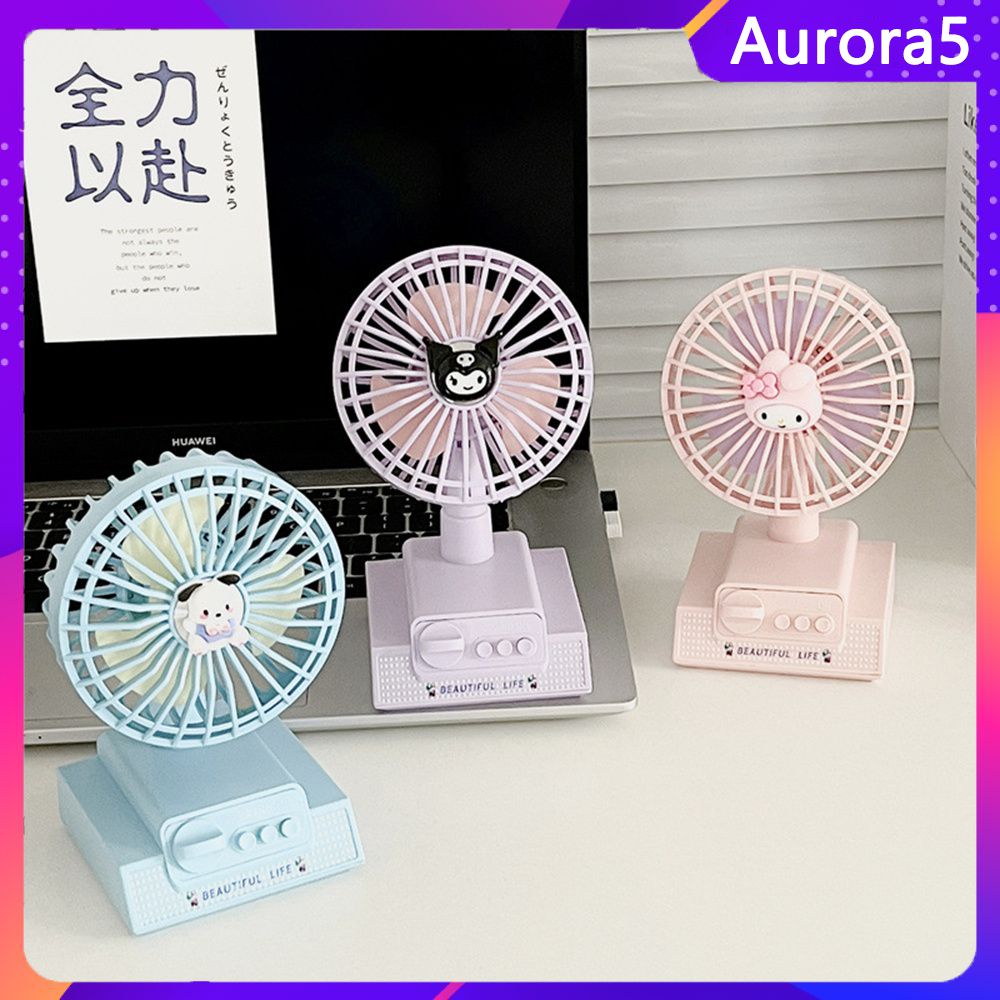 sanrios Anime kawaiiinsins cinnamoroll kuromi và HelloKitty Quạt mini cầm tay dễ thương mùa hè quạt máy tính để bàn sạc USB 3 chế độ
