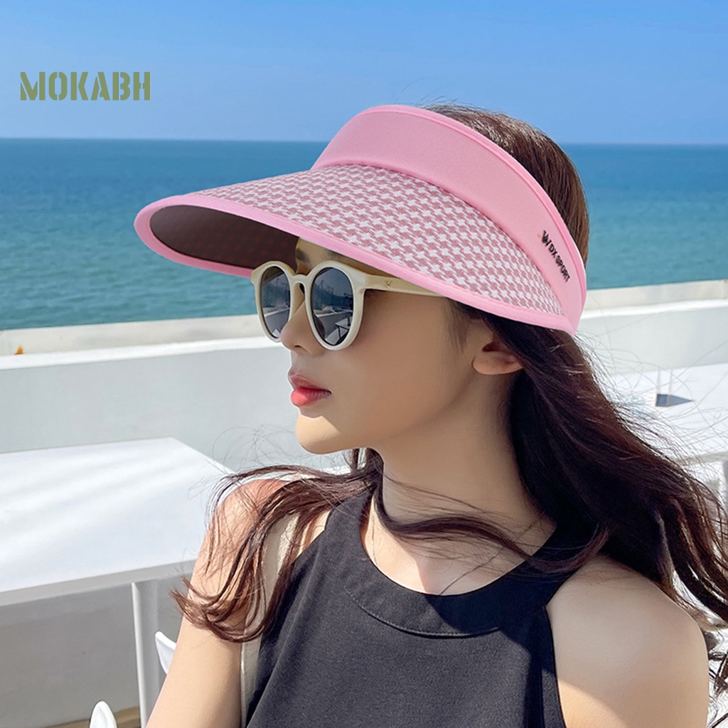 [Mok Abh] Mũ Chống Nắng Hở Chóp Vành Dài Điều Chỉnh Được Màu Sắc Tương Phản Thoáng Khí Chống Biến Dạng Khi Đi Du