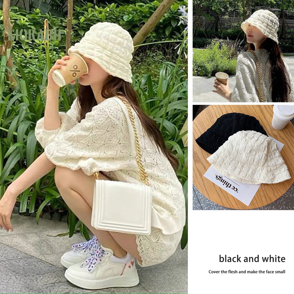 [Mok Abh] Mũ Ngư Dân Phẳng Màu Trơn Che Mặt Chống Nắng Gấp Gọn Được Trang Trí Sân Vườn Cho Nữ