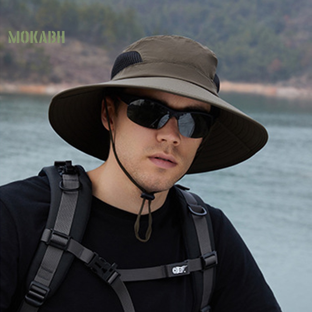 Mũ Tai Bèo Vành Rộng Có Dây Rút Chống Tia UV Chống Nắng Thoáng Khí Khô Nhanh Thời Trang Mùa Hè Cho Nam Và Nữ