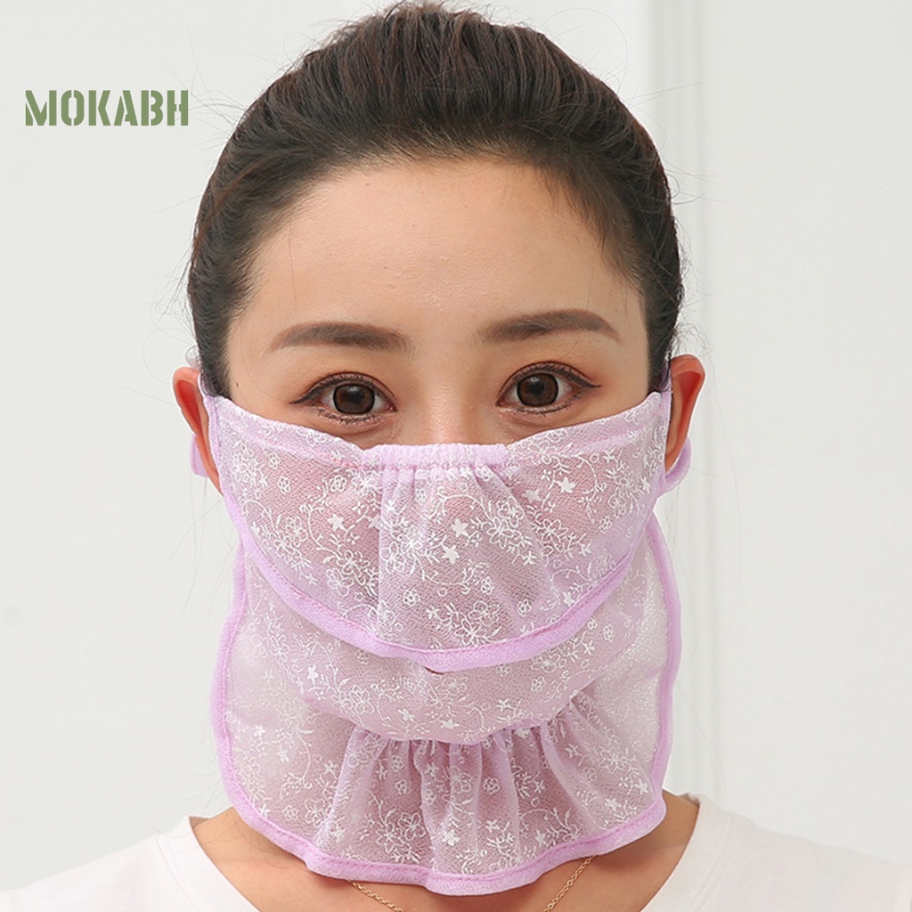 Khẩu Trang Chống Nắng Chống Bụi Thêu Hoa Mỏng Bảo Vệ Mặt Và Cổ