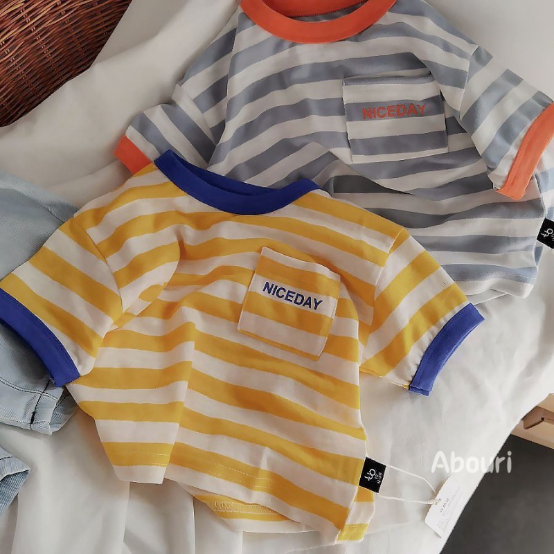 Áo Thun Cotton Tay Ngắn Màu Sắc Tương Phản Phong Cách Hàn Quốc Thời Trang Mùa Hè Cho Bé Trai Và Gái