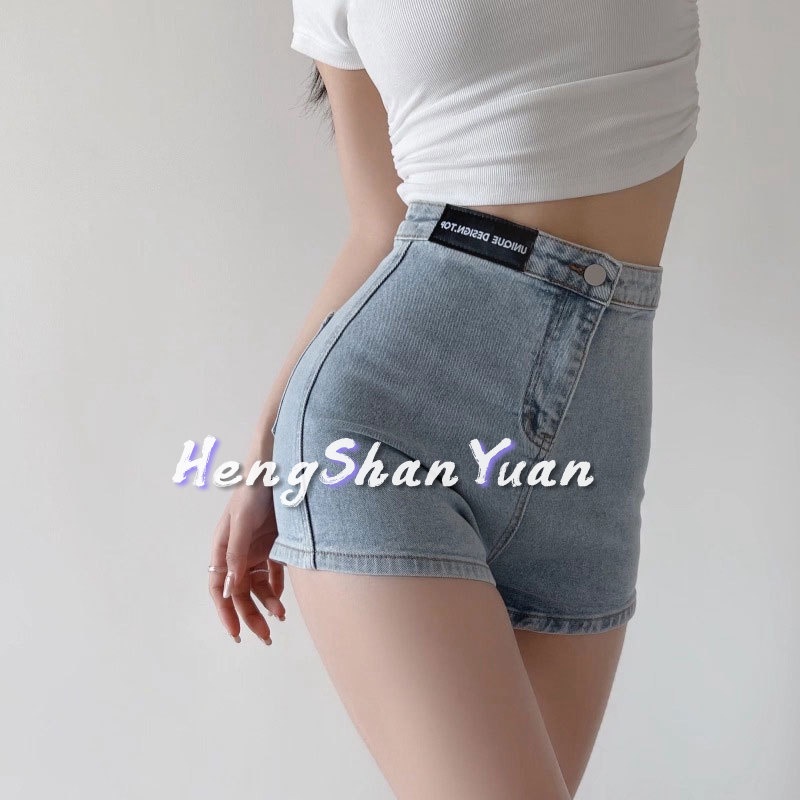 Quần Short Jeans Lưng Cao Phong Cách Âu Mỹ Cá Tính Cho Nữ