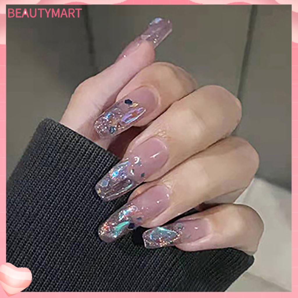 1 Bộ Móng Tay Giả Siêu Mỏng Không Phai Màu Trang Trí Hiệu Ứng Dạng Nhấn Bằng Nhựa Sáng Bóng